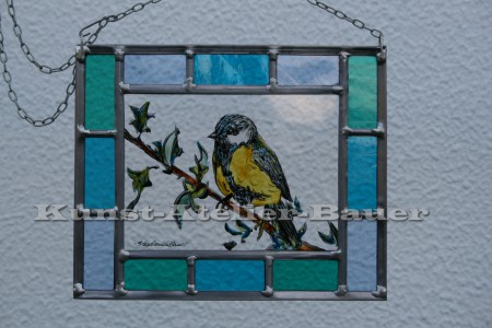 Fensterbild, Kohlmeise 15,5 x 19 cm